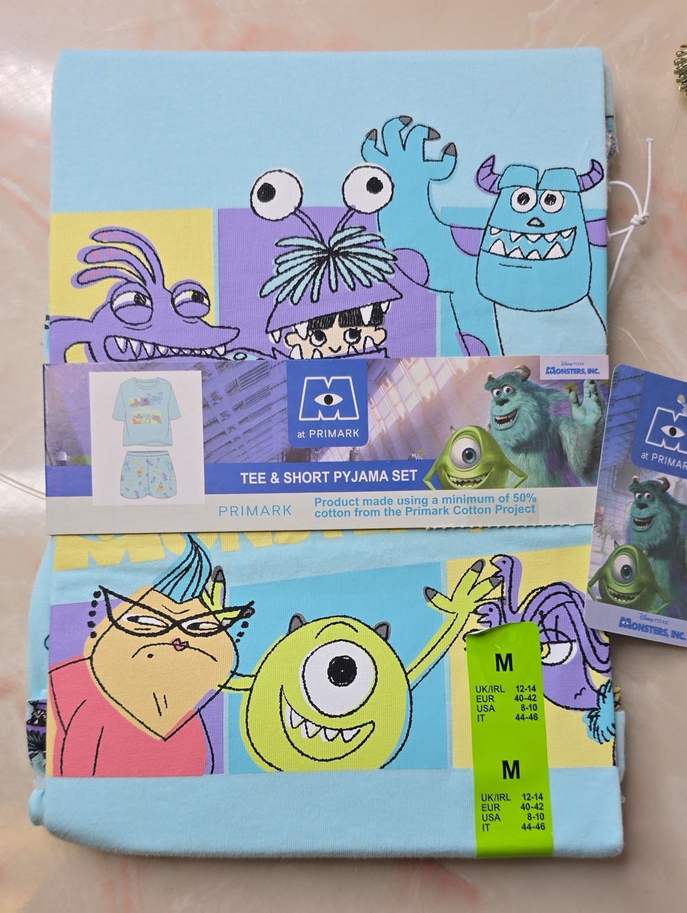 NWT Primark X Disney Monsters Inc. Pajama Set MED Blue